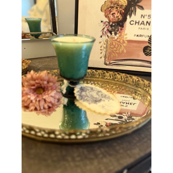 Candle in a Vintage crystal dish, Vintage Decor - Picture 2 of 4